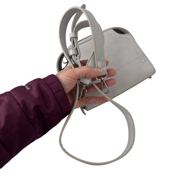 Dream Control Grey Small Crossbody/Handle Purse Studded Faux Leather Vegan - Picture 14 of 16